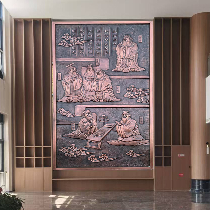 大型锻铜浮雕商场家装风景人物文化紫铜黄铜浮雕壁画锻铜雕塑背景|undefined