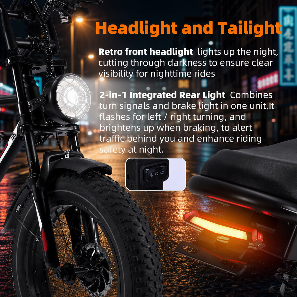 20inch Wide-Tire Electric Bicycle with Power Assist, 1000W, Motorcycle-Like Riding Experience, Dropshipping from European and American Overseas Warehouses