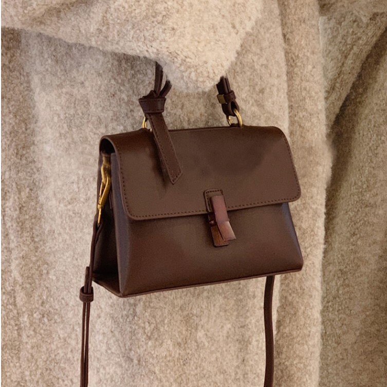 High-end mahogany vintage women's bag shoulder messenger bag handbag 2022 new fashion large capacity