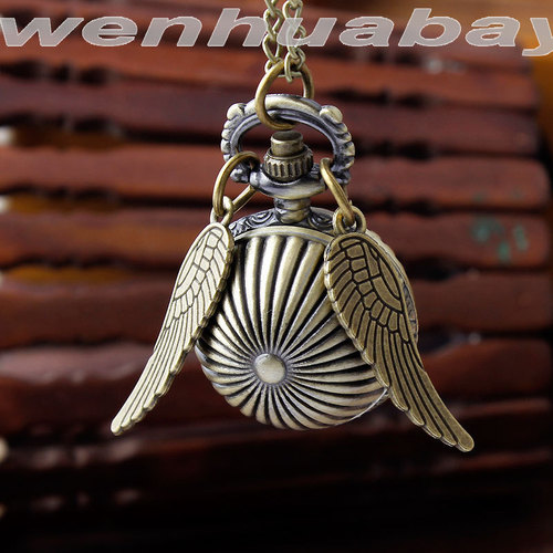 Harry Potter Pocket Watch Golden Snitch Angel Wing Ball Love Pocket Watch Angel Ball Retro Pocket Watch Necklace Watch