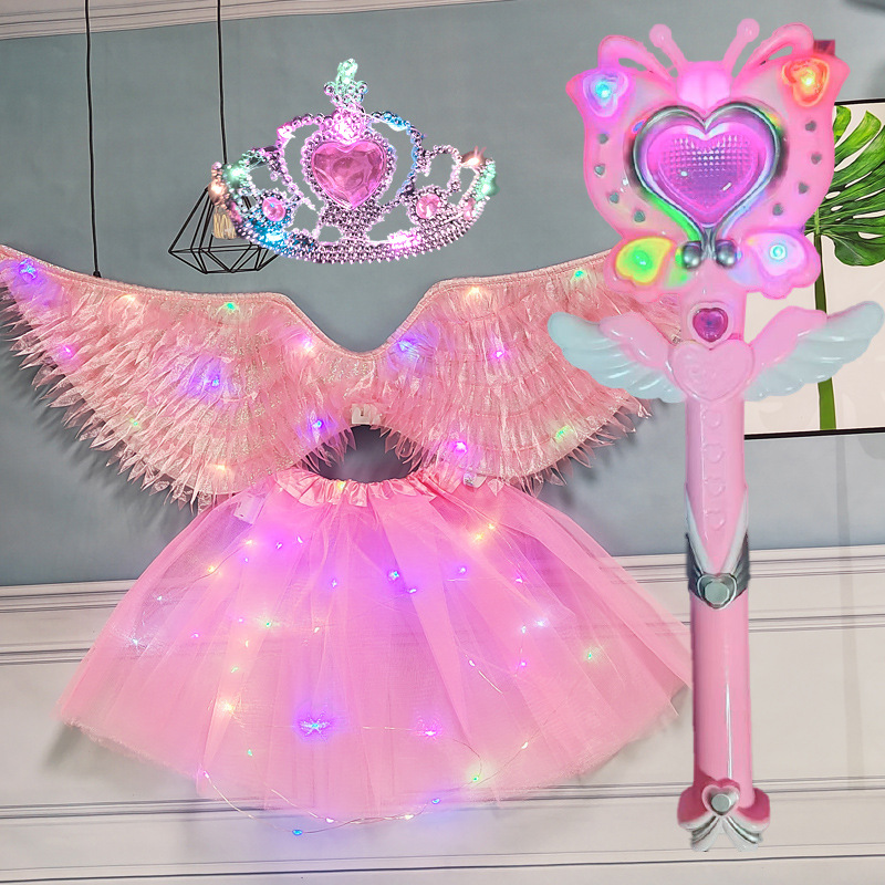 Falda de lámpara de ala de tela en polvo, barra de proyección de mariposa de corona de lámpara en polvo