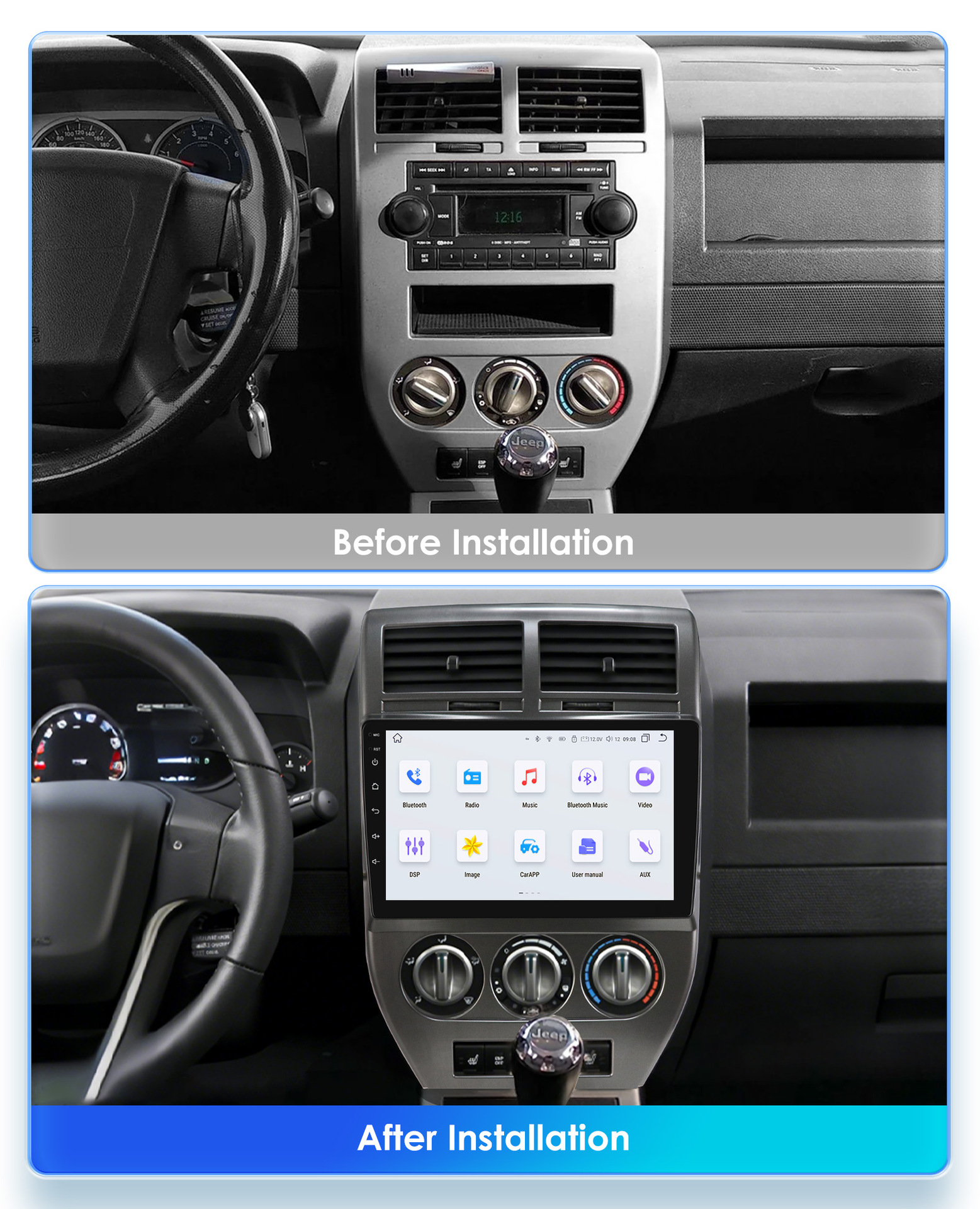Suitable for Jeep Compass 07-09 Car Android Large-Screen Navigation System Gps All-In-One Device