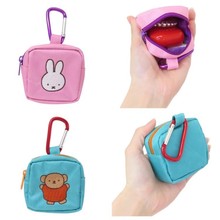 日系米菲小熊迷你方形零钱包可爱卡通女生小物耳机收纳包便携包挂