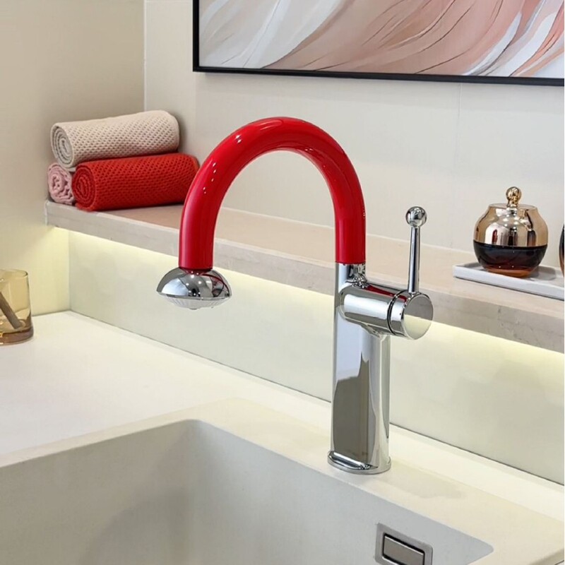 Dopamine Splash-Proof All-Copper Household Kitchen Pull-Out Hot and Cold Faucet Retractable Sink Basin Dual-Purpose