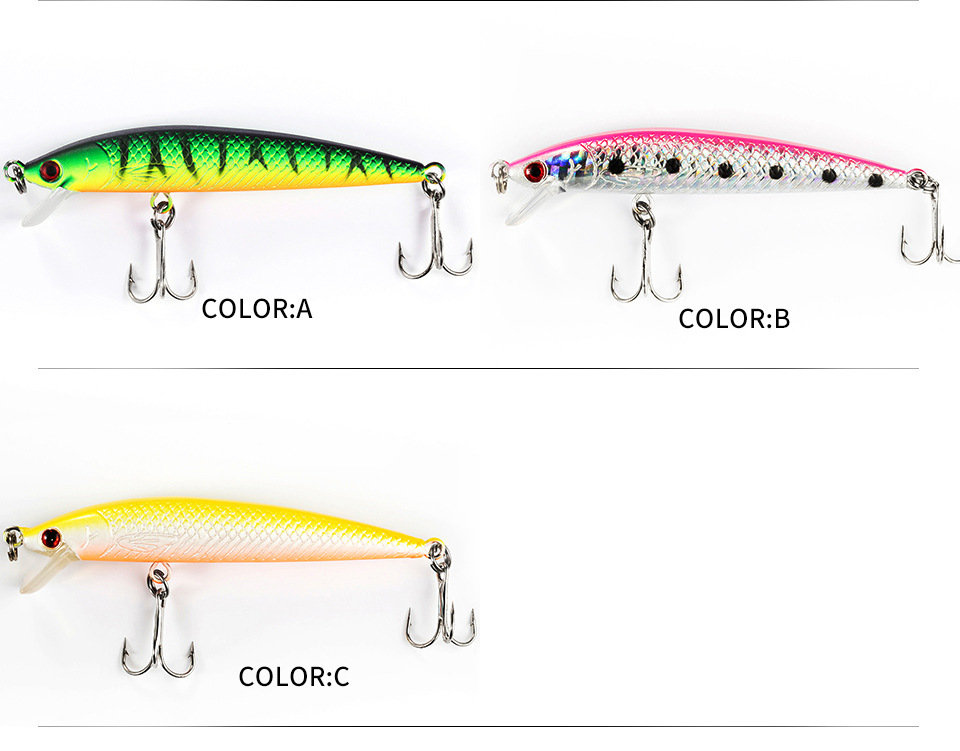 Shallow Diving Minnow Lures Sinking Minnow Baits Fresh Water Bass Swimbait Tackle Gear