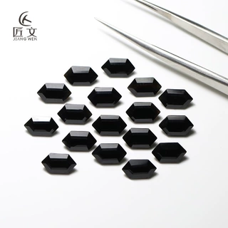 热销 天然黑玛瑙  长六边形 5X9 可镶嵌吊坠DIY配饰零件