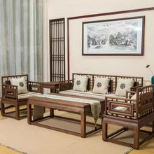 新款实木沙发老榆木新中式冬夏两用家具客厅贵妃沙发小户型佛山