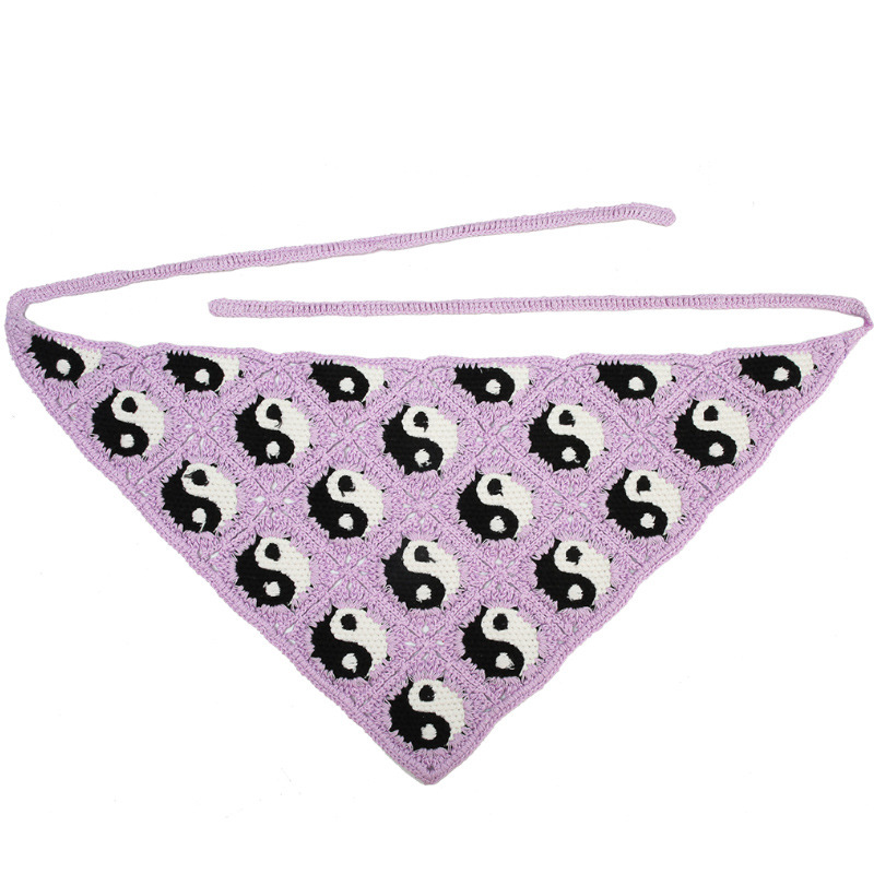 Francia cereza toallas triangulares mujeres primavera y otoño viajes padres-hijos gancho de punto flores hueco pañuelo de arte correa de pelo gorro