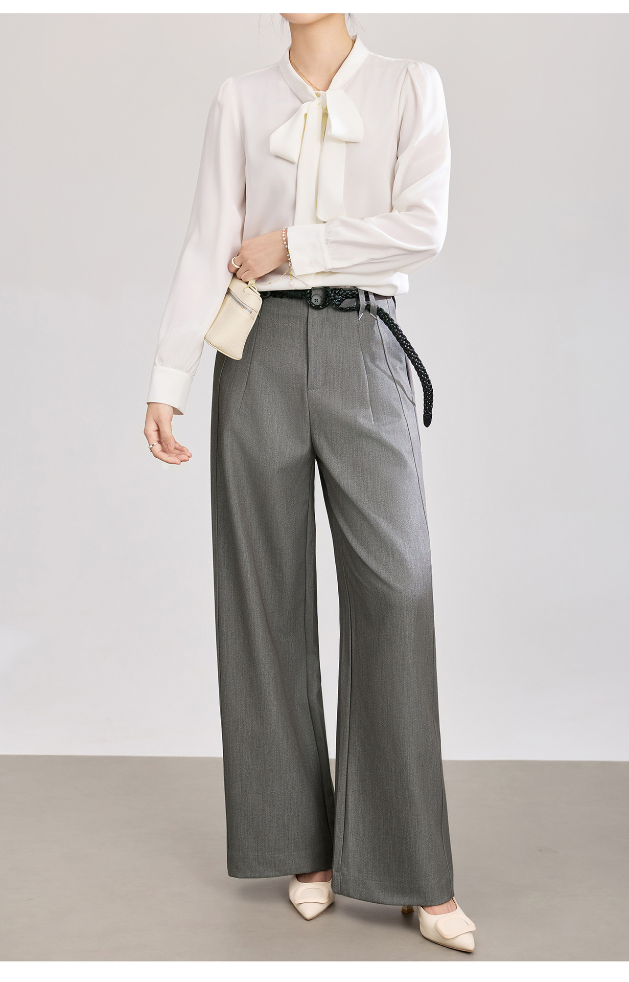Quần culottes nữ ống rộng dáng suông chất len pha tơ nhân tạo cao cấp — Xanh lông mòng đen chi tiết 25