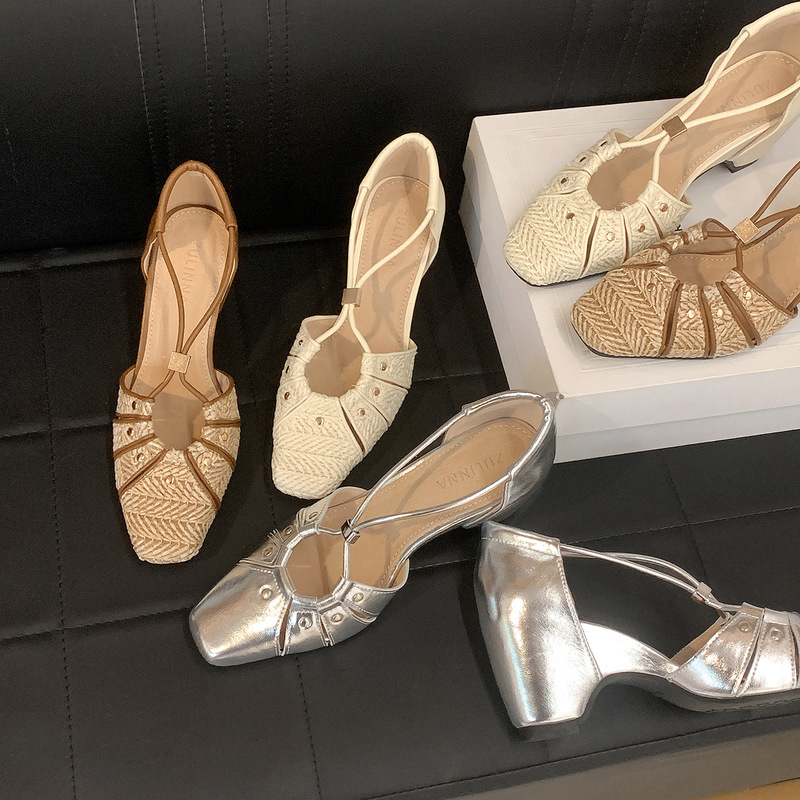 8cm Height-Increasing Woven Hollow Cross-Strap Sandals for Women, New Summer Outdoor Wear, Versatile and Stylish Hollow Sandals 8cm Height-Increasing Woven Hollow Cross-Strap Sandals for Women, New Summer Outdoor Wear, Versatile and Stylish Hollow Sandals