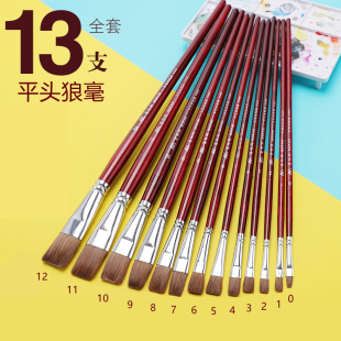 ✅ H985 Mopas Flat-Head Wolf Hair Water Chalk Set Beginner Watercolor Pen Oil Paint Pen Acrylic Paint