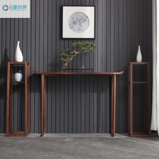 Solid Wood Chinese Zen Offering Table, Simple Entrance Strip Cabinet, Long Table, Living Room, Hotel Wall-Mounted Solid Wood Landscape Table