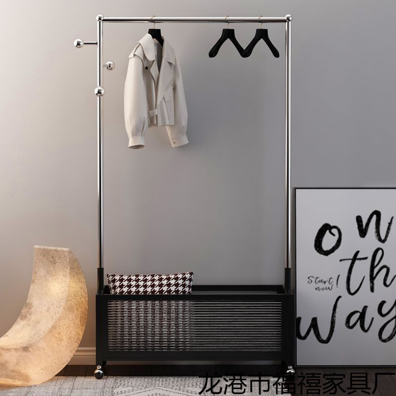 Clothes Rack Floor-Standing Bedroom Household Clothes Rack Light Luxury Mobile Simple Coat Rack Storage Clothes Indoor Storage Rack