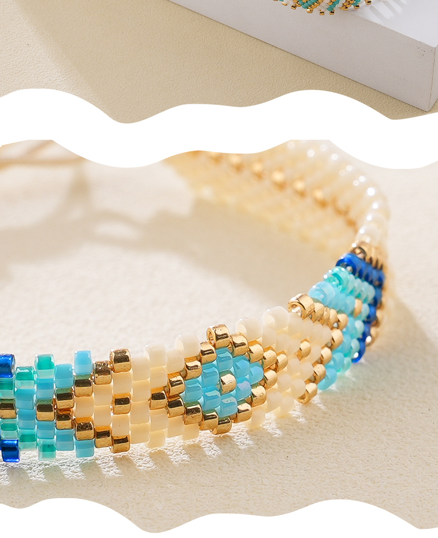 8g Weight Glass, Seed Bead Pendant Material Drawstring Bracelets Classification Glass, Seed Bead, rope Chain Material 1 Piece Quantity Bohemian Rhombus Glass Seed Bead Rope Wholesale Drawstring Bracelets