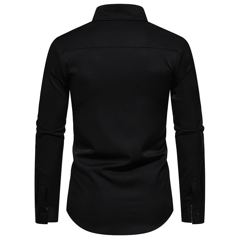 Camicia a maniche lunghe colorata a righe con collo a triangolo alla moda da uomo di nuova taglia europea primavera 2024_voghion.com