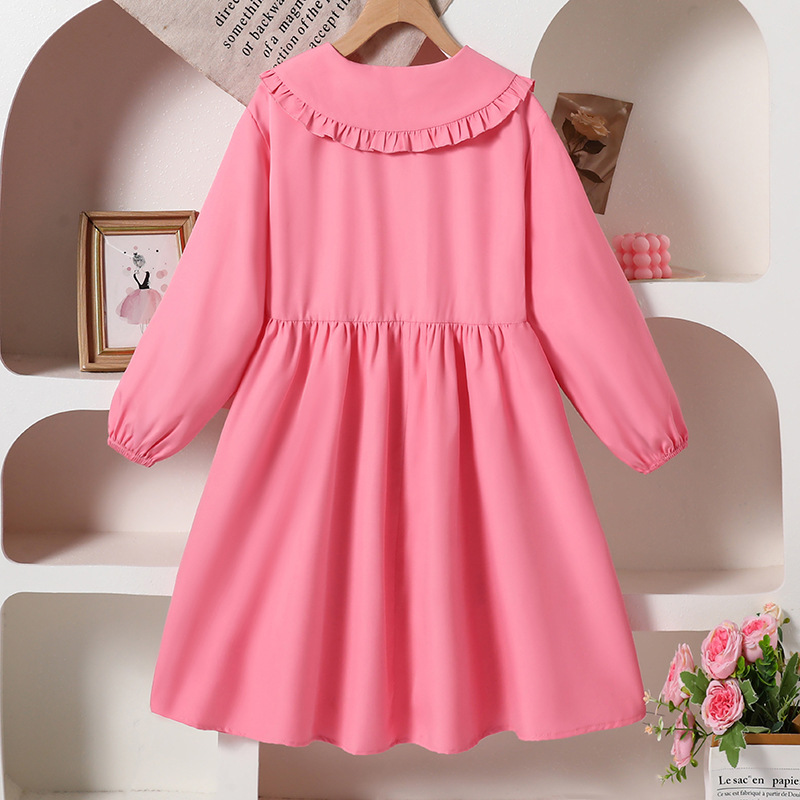 Vestido de niña Ropa para niños transfronteriza 2025 otoño nueva moda lazo dulce cuello de muñeca vestido de princesa de manga larga image 2