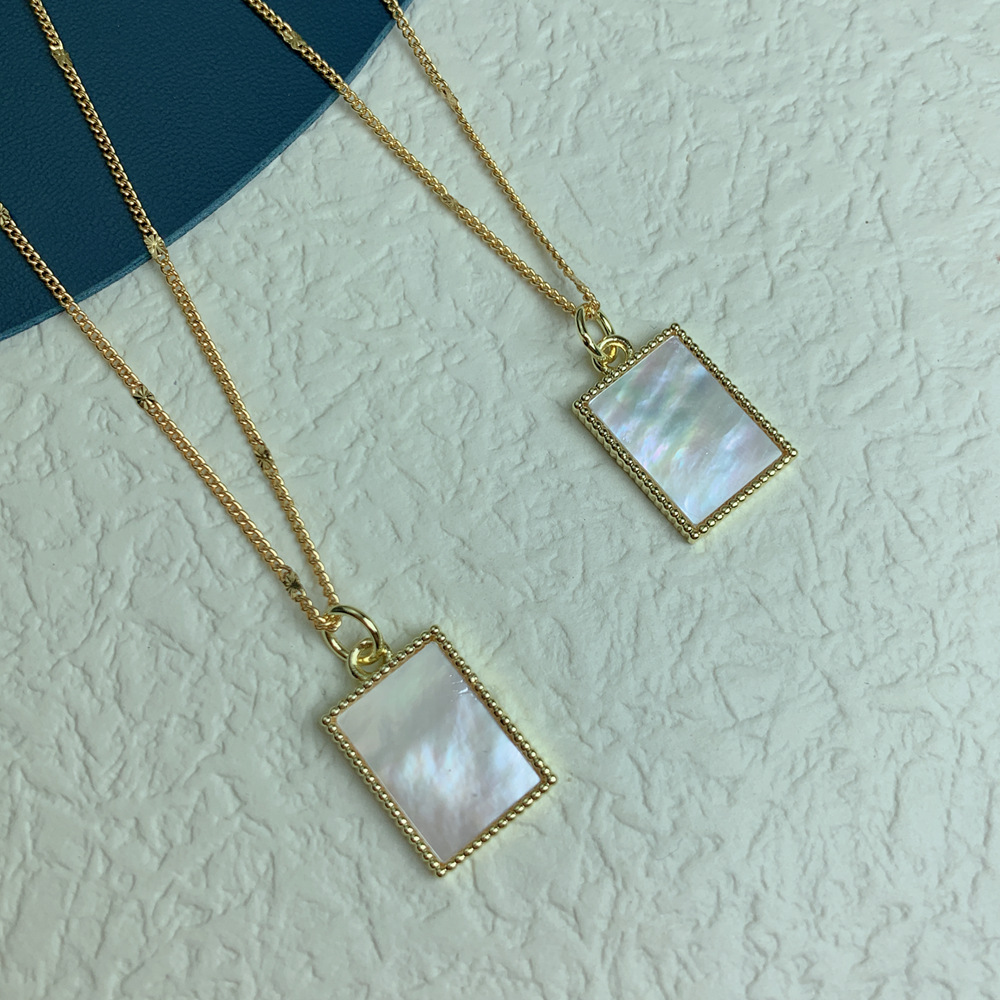 Fashion Square plate Copper Inlaid Shell Necklace 1 Piece