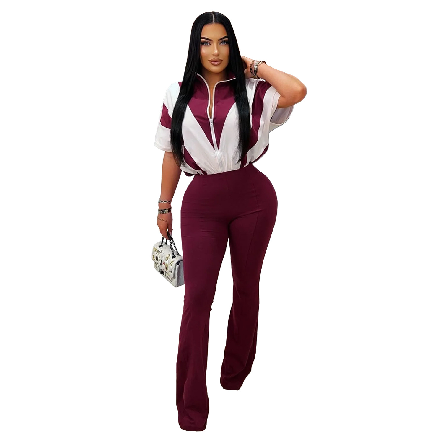 C7306 Aliexpress transfronterizo Amazon Europa y América de moda ropa de mujer casual delgada deportivo de mangas cortas pantalones largos set nuevo