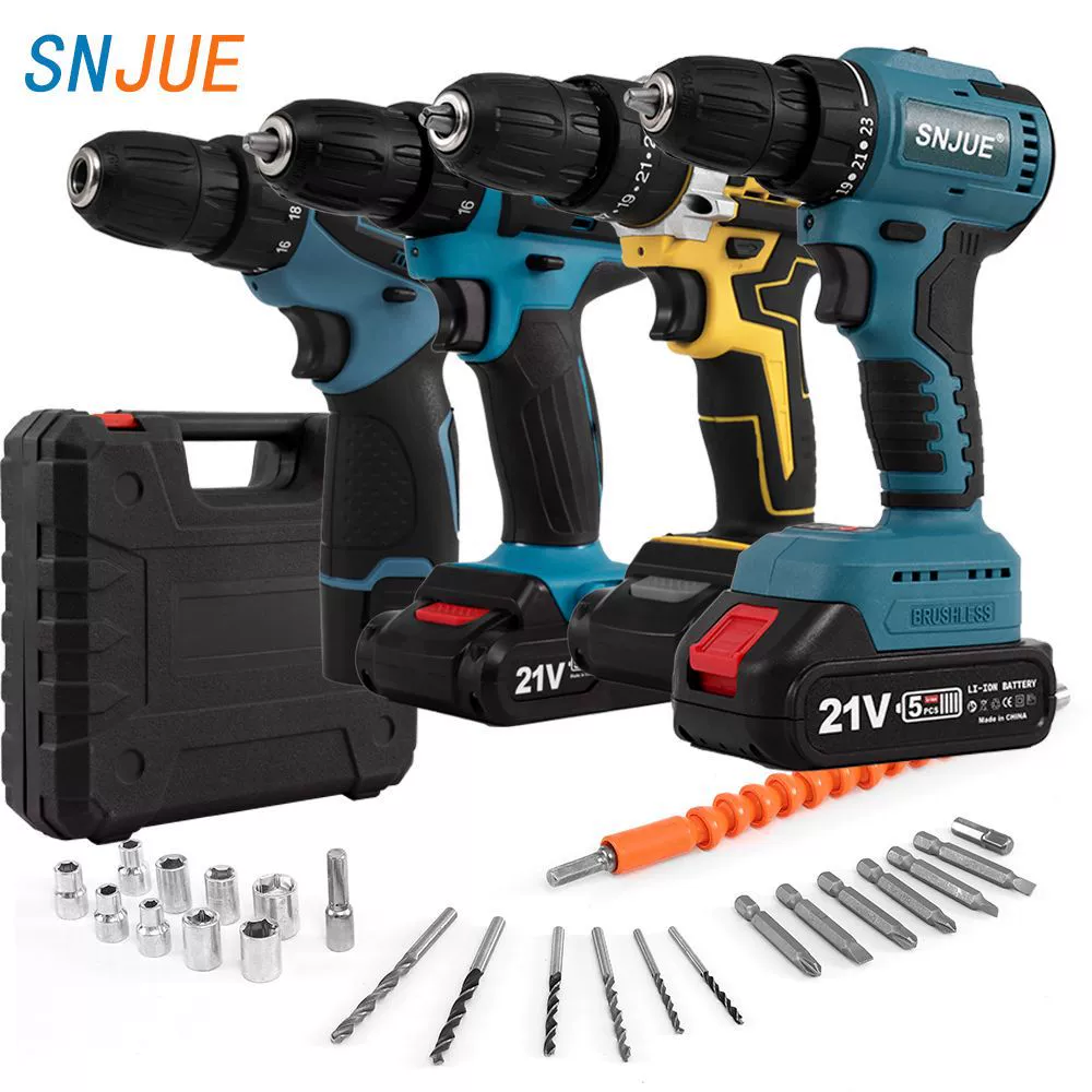SNJUE зарядная ручная дрель электрический отвертка электрический ключ с кистью отвод пистолет сверлильный бесщеточный литиевый дрель
