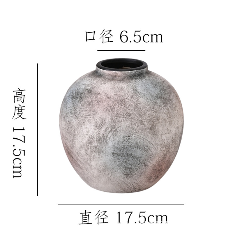 Nuevas vasijas de barro chinas retro Wabi-Jifeng Decoraciones de alto valor Entrada Armario de TV Arreglo floral Flor de cerámica hidropónica