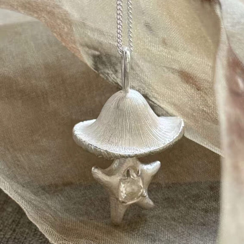 【Silver Mushroom Star Language】Cute and Playful Silver Mushroom Elf Necklace, Unique and Exquisite Design 【Silver Mushroom Star Language】Cute and Playful Silver Mushroom Elf Necklace, Unique and Exquisite Design