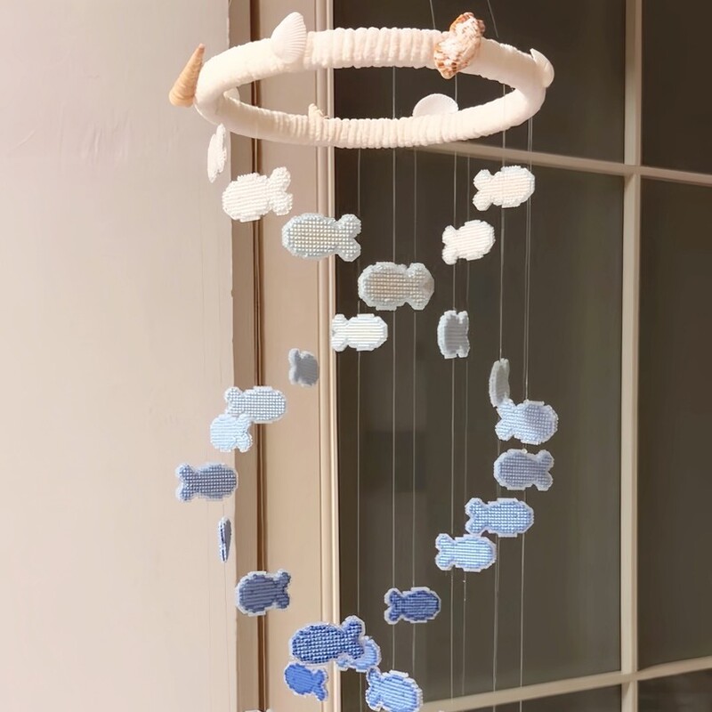 Double spiral ocean fish wind chime DIY embroidery materials include detailed video tutorials suitable for beginners Double spiral ocean fish wind chime DIY embroidery materials include detailed video tutorials suitable for beginners