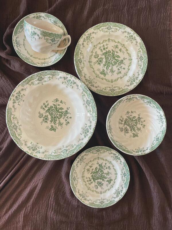 Underglaze Color Medieval Tableware Retro Green Flower Yellow Tire Afternoon Tea Coffee Cup Plus Saucer Dinner Plate Underglaze Color Medieval Tableware Retro Green Flower Yellow Tire Afternoon Tea Coffee Cup Plus Saucer Dinner Plate