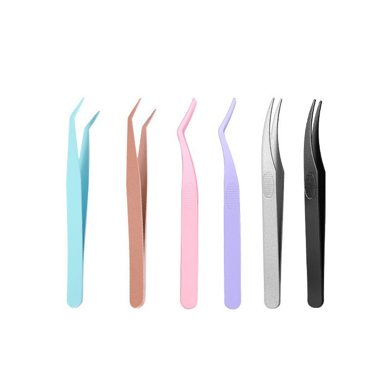 Falsa pestaña especial pinzas de plumas de oro herramientas de injerto novato seguro clip de delfin de acero inoxidable cabeza redonda pinzas de pestañas