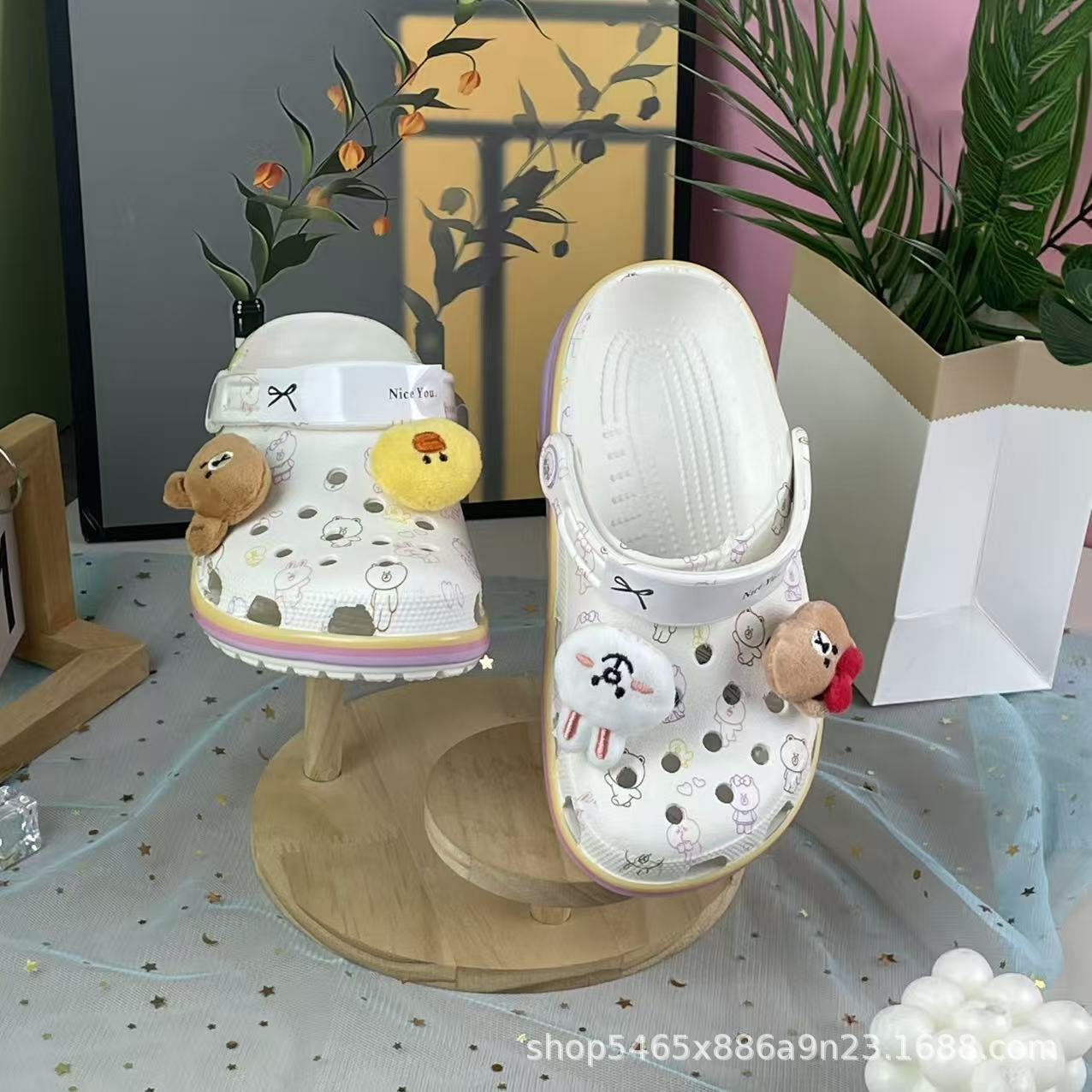 Cross新款布朗小熊洞洞鞋女童夏天儿童沙滩包头凉鞋中大童凉拖鞋1