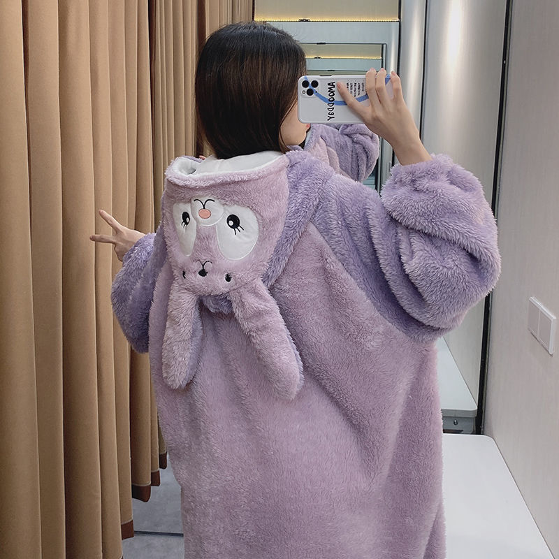 StarDellu coral terciopelo pijamas mujeres 2022 nuevo otoño invierno ropa de dibujos animados para el hogar grueso conjunto de pijamas largos