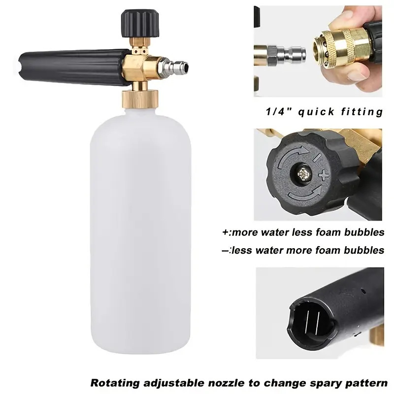 Spot al por mayor núcleo de aleación de aluminio de alta presión lavador de coches espuma de aluminio 1 / 4 conexión rápida pa jar set 1000ml