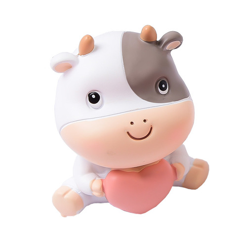 Cute cartoon resin crafts cute cow ornaments Year of the Ox gift creative mini gift car decoration