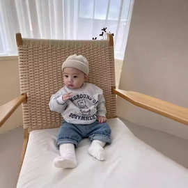 2024韩国进口童装代购春季男童小宝宝纯棉圆领纯棉休闲婴儿小熊卫