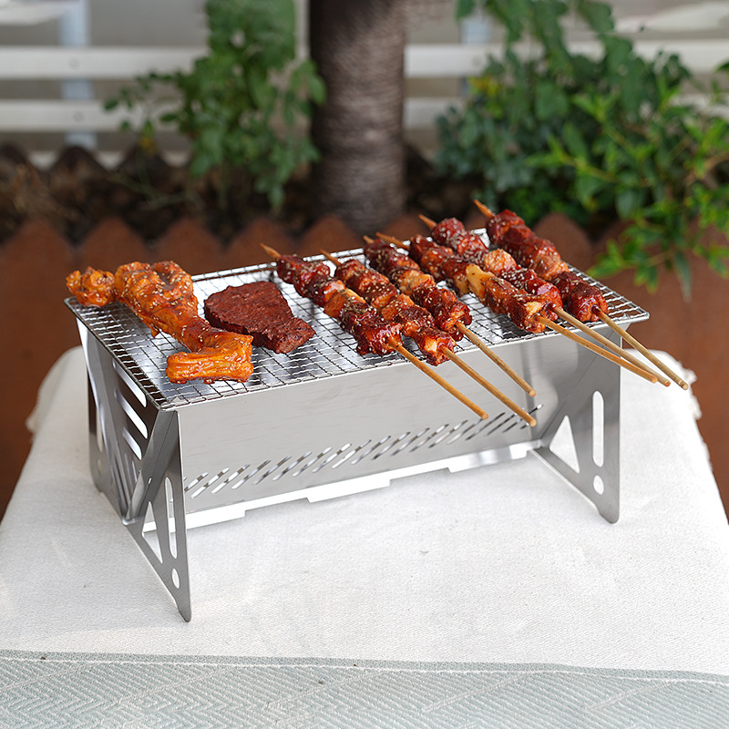 Gran tamaño plegable portátil de acero inoxidable horno de barbacoa pequeño horno al aire libre horno de tijeras plegables horno de tarjeta desmontable horno
