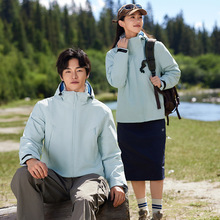 新款冲锋衣男情侣款拼接一体加绒外套防风防水连帽男夹克外套风衣