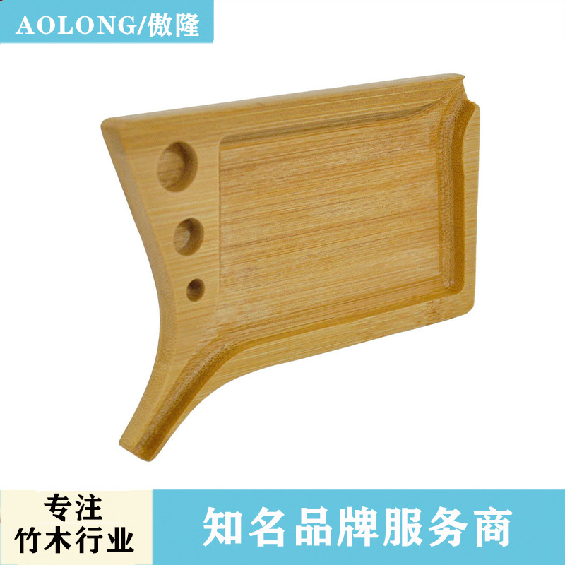 跨境雪茄卷烟托盘便携式多功能竹质卷烟盘带凹槽漏斗便携式卷烟台