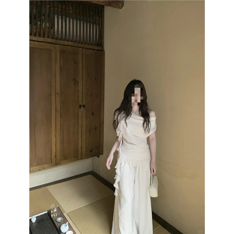 套装女2025夏季纯欲辣妹修身短袖T恤上衣慵懒感休闲长裤子潮|undefined