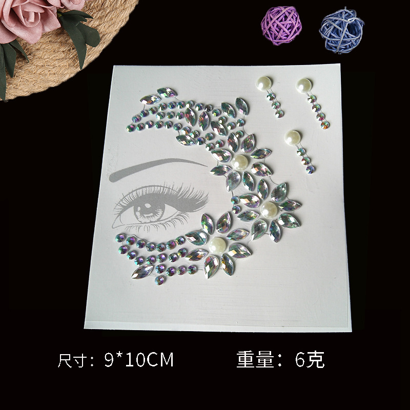 Amazon's Hottest Resin Diamond Tattoo Stickers Performance Makeup Chest Stickers Diamond Music Festival Carnival Party Chest Decoration