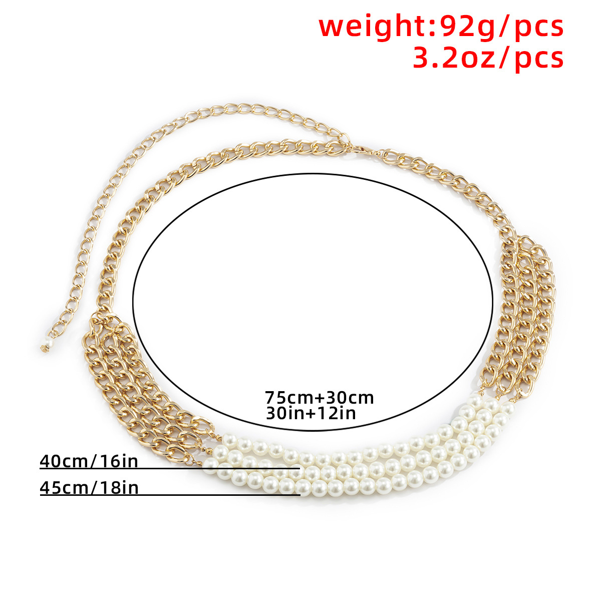 Punk Geometric Asymmetric Retro Imitation Pearl Waist Chain display picture 2