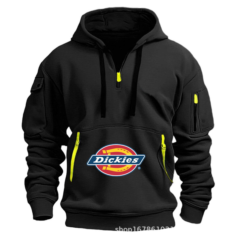 Cross-Border Hot-Selling Spring, Autumn, and Winter Men's Long-Sleeve Sweatshirt with Zipper, Hooded Sweatshirt with Multiple Pockets, Pullover Sports Casual Jacket