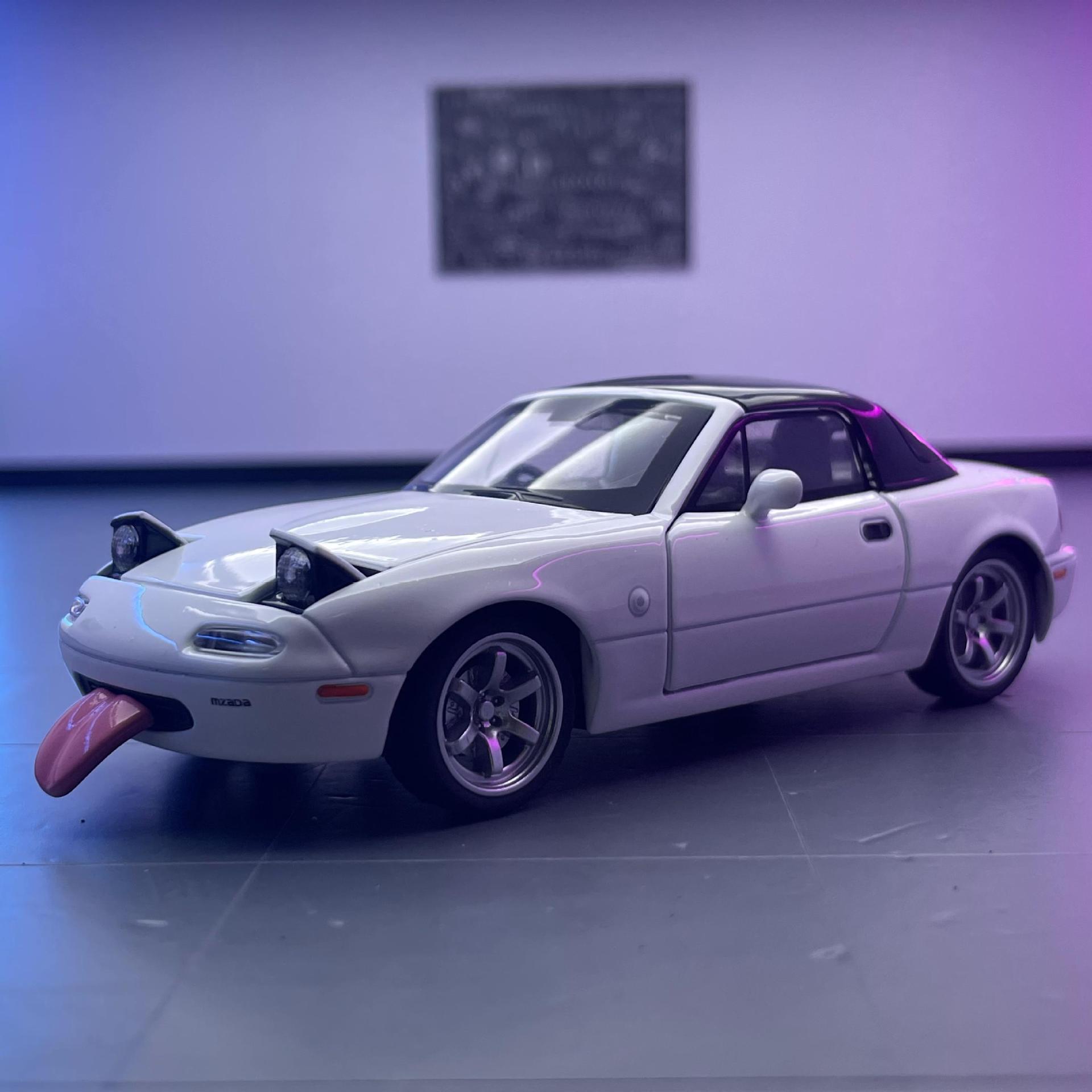 Zhongyuan xinghejin modelo de coche 1 a 32 Mazda MX5 Tire hacia atrás convertible coche deportivo con sonido y luz modelo de coche de juguete adornos