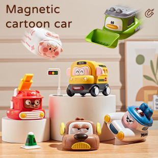 Cross-Border New Product Magnetic Inertia Music Car Engineering Minibus and Other Replaceable Multiple Play Gifts for Boys and Girls