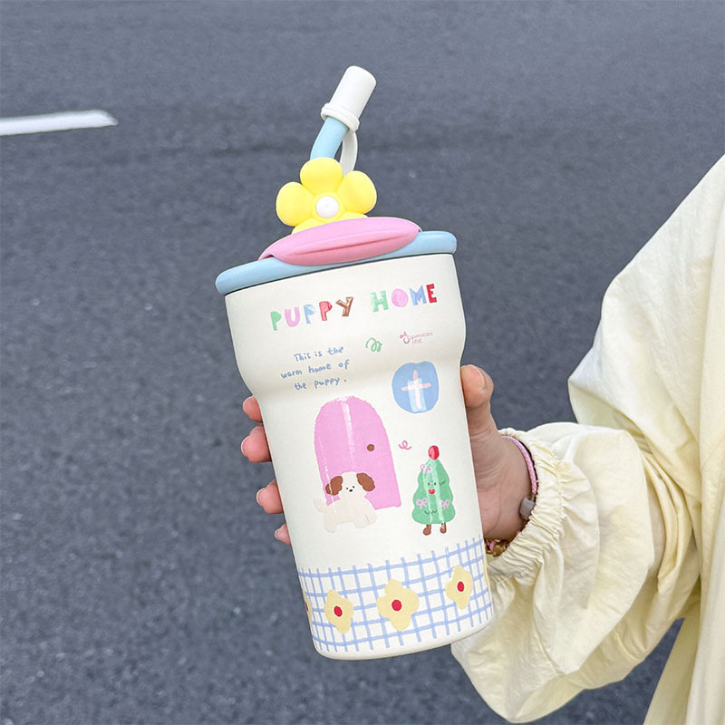 吸管冰霸杯可爱保温杯子女生高颜值学生保冷水杯可爱办公室双饮|undefined