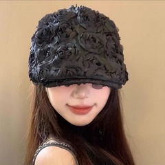 韓国版の小衆の立体のバラの花の前に帽子を入れます。
