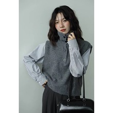 专柜原单羊毛拼接款针织衫上衣女羊毛衫女装1114-157