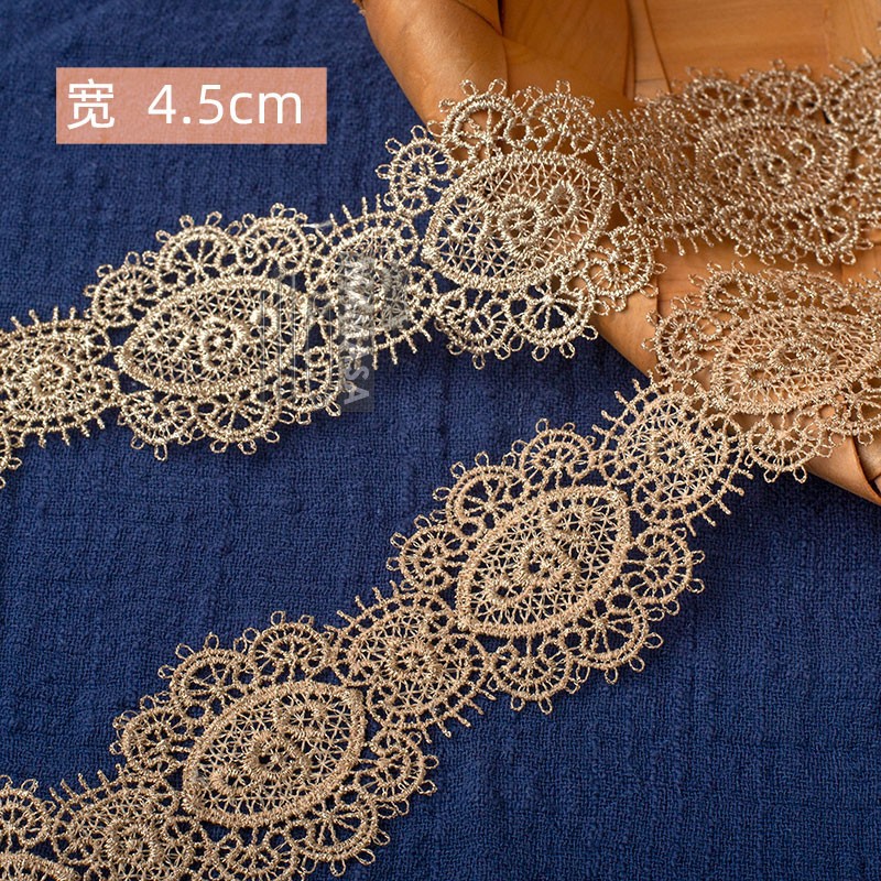 hilo de oro bordado soluble en agua rosa oro encaje encaje DIY ropa hecha a mano lolita accesorios fabricantes al por mayor