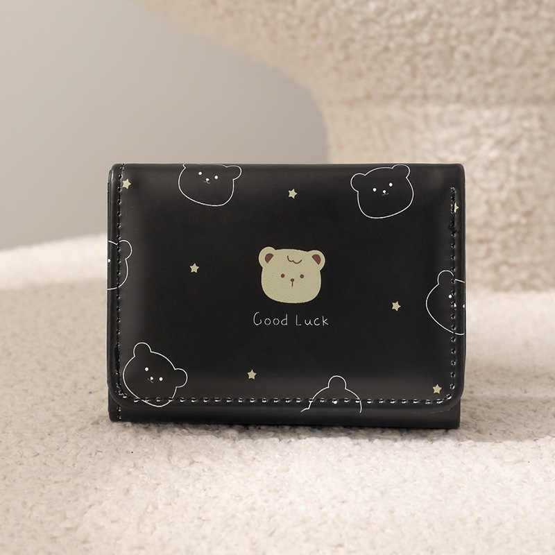 シンプルでかわいい子猫和風レディースバックルコインポジションハンドストラップレディース多機能ショートウォレット財布カードホルダー|undefined