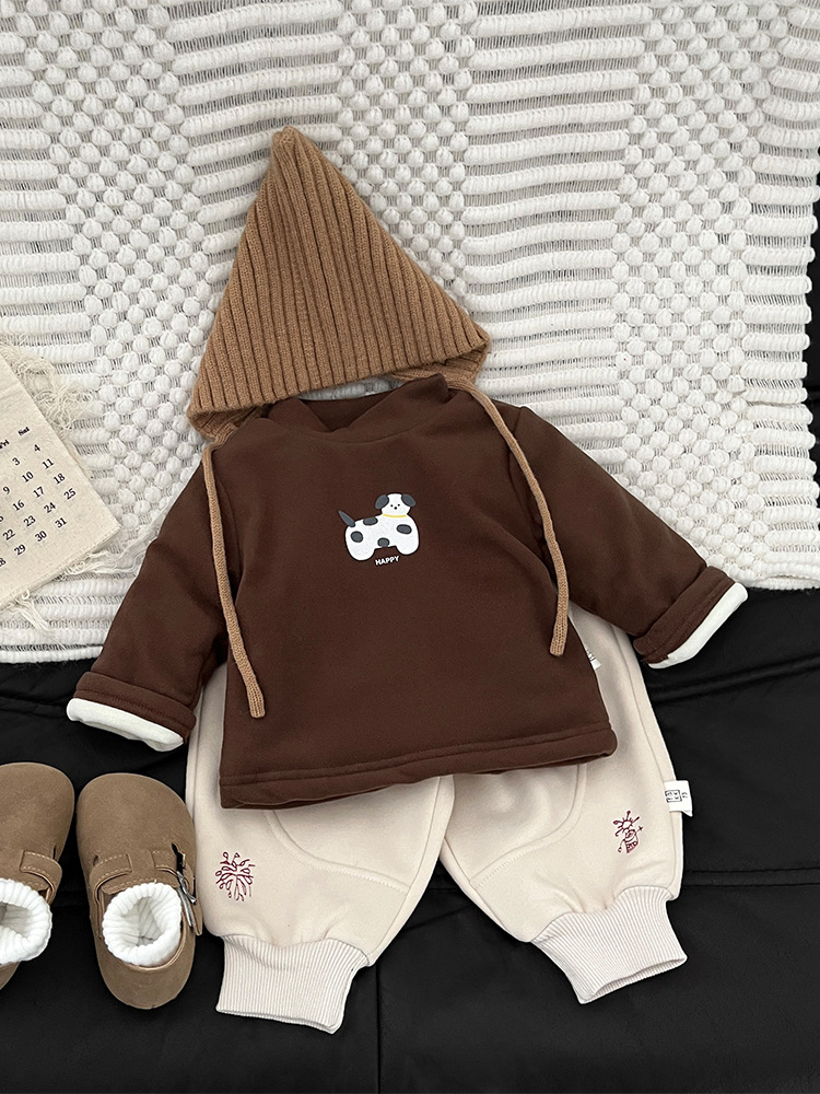 Ropa de bebé otoño y invierno para bebés con camisa de camisa de manga larga para niños calientes de medio cuello alto y camisa interior gruesa