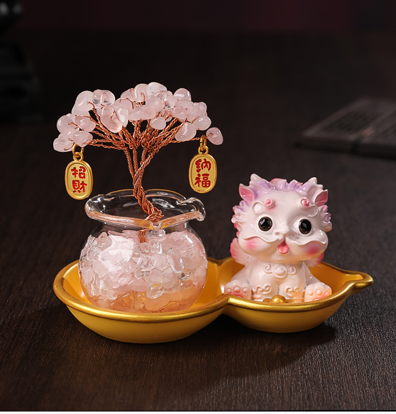 Pixiu Crystal Money Tree Set Car Ornament Creative Home Entryway Desktop Wealth-Attracting Decoration - Dropshipping Available