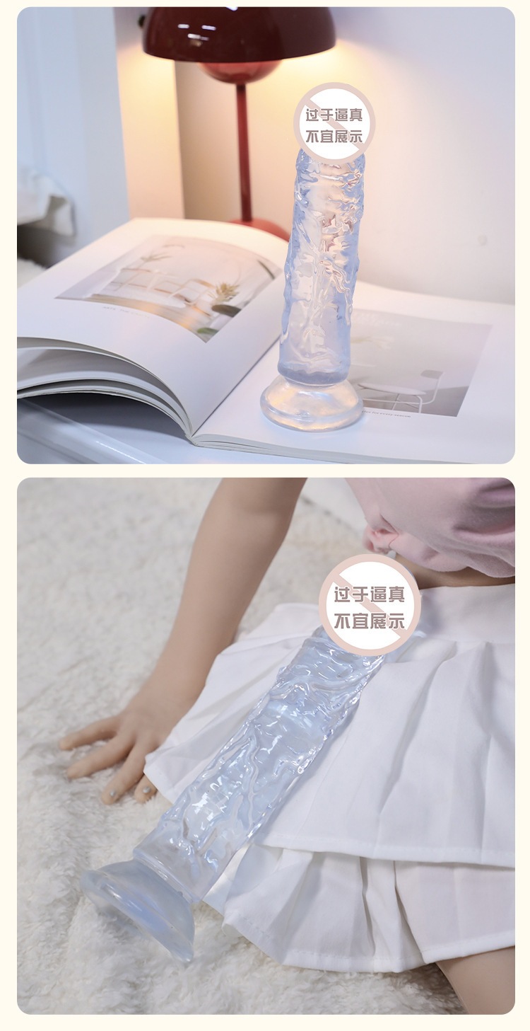 Mystery Lady Glazed Realistic Dildo, Flesh-Colored Transparent Crystal, Suction Cup, 19.5 cm — detail image 17